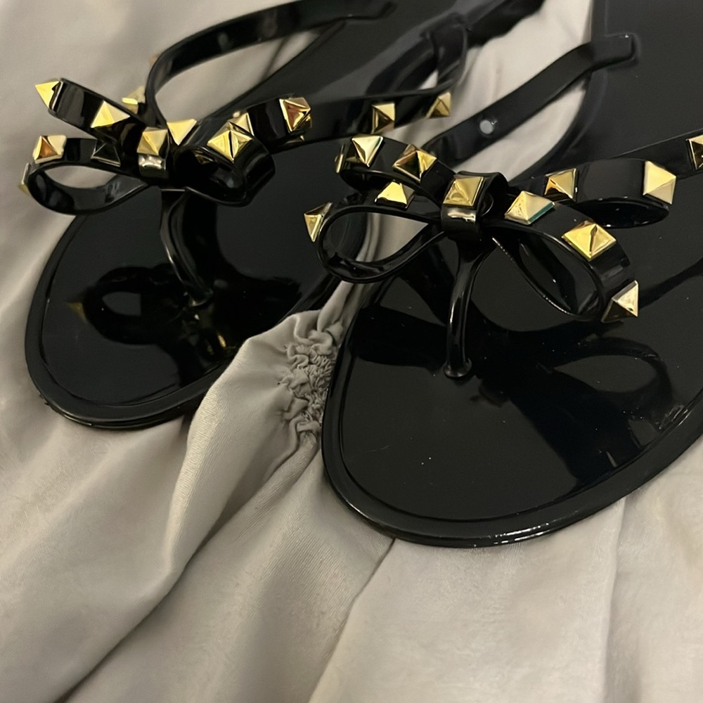 Women's Fashionable Studded Bow Tie Flat Sandals - Picture 7 of 8